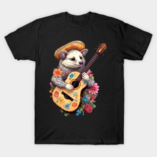 Aesthetic Cute Opossum Guitar Lover T-Shirt